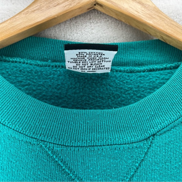 Vintage Betty Boop Embroidered Blue Teal Sweatshirt Sz Large Signal Sports 90’s - Picture 3 of 7